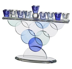 Crystal Menorah With Blue Spheres