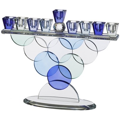 Crystal Menorah With Blue Spheres