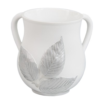 Wash Cup Polyresin White Leaf