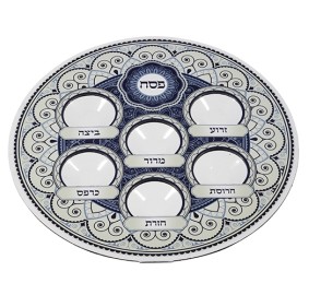 Blue Seder Plate