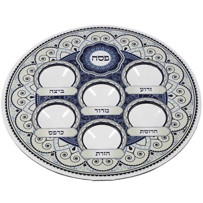 Blue Seder Plate