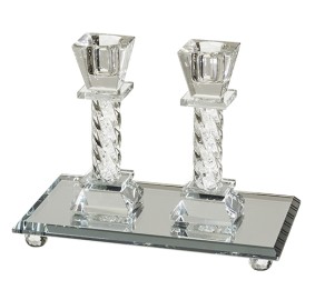 Crystal Candlesticks with Tray