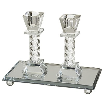 Crystal Candlesticks with Tray