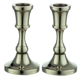 Candlestick Pair Nickel 8 cm