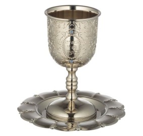 Kiddush Cup with Tray -  Nickel