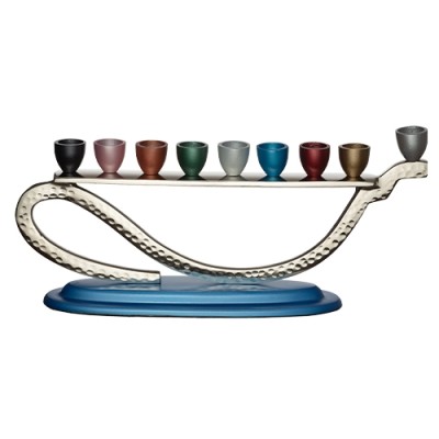 Menorah Aluminum Colorful Hammered