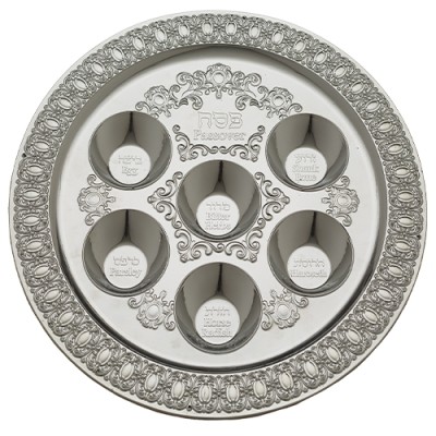 Seder Plate Silver Plastic