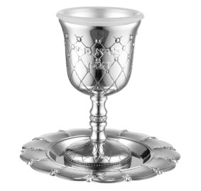 Kiddush Cup Set Nickel on Stem