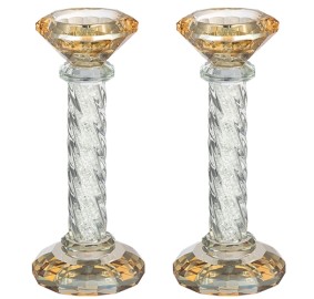 Crystal Candlesticks Gold Tone