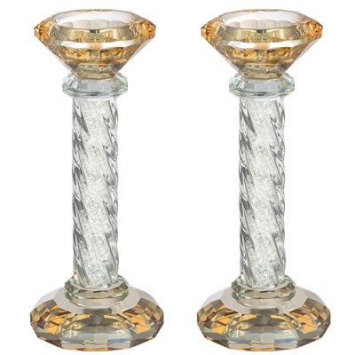 Crystal Candlesticks Gold Tone