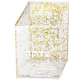Tzedakah Box Lucite Gold Fleck