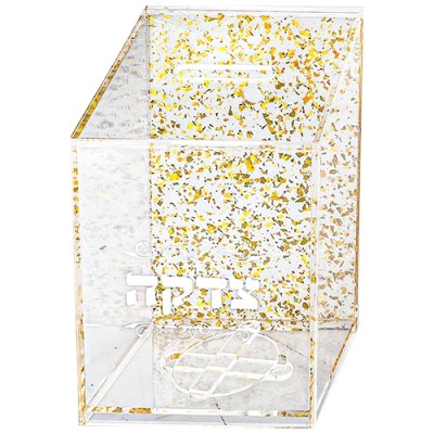 Tzedakah Box Lucite Gold Fleck