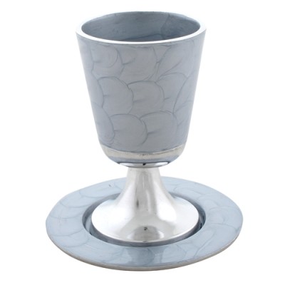 Kiddush Cup Aluminum with Saucer