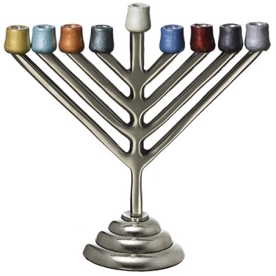 Aluminum Rambam Menorah - Multicolored