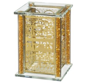 Tzedakah Box Crystal Gold
