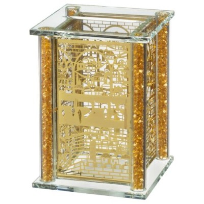Tzedakah Box Crystal Gold