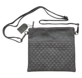 Tefillin Bag Faux Leather Grey with Strap