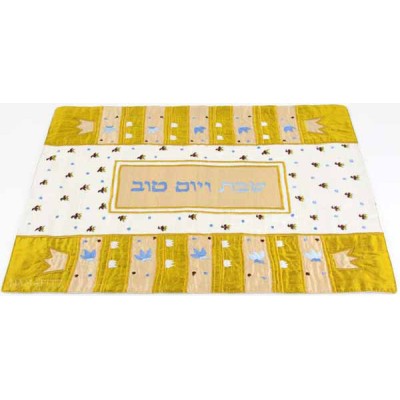 Raw Silk Challah Cover - Multi Applique