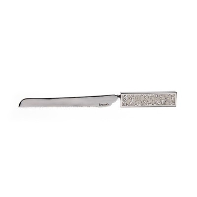 Challah Knife Porcelain White with Metal Cutout