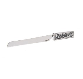 Emanuel Challah Knife Porcelain Grey with Metal Cutout