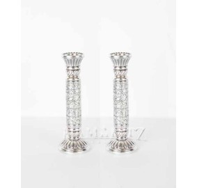 Silver Coated Candle Holder Pair