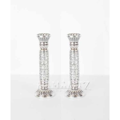 Silver Coated Candle Holder Pair