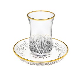 Kiddush Cup Tray Crystal Gold