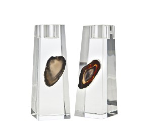 Agate Candlesticks Black/Silver