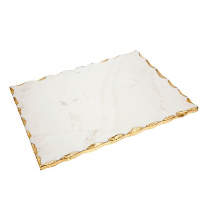 White Marble Challah Board 