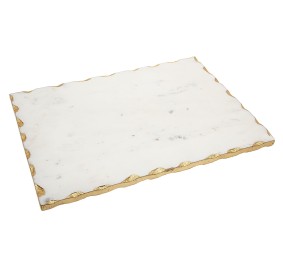 Challah Board White Marble Gold Edged