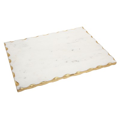 Challah Board White Marble Gold Edged