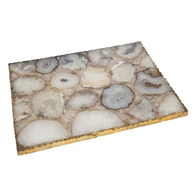 Natural Agate Challah Board With Gold Trim