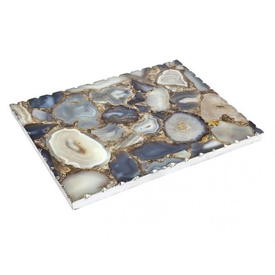 Blue Agate Challah Board With Silver Trim