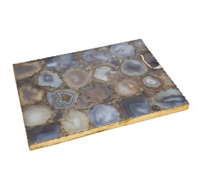 Blue Agate Challah Board With Gold Trim