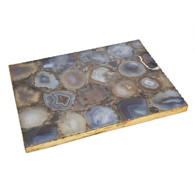 Blue Agate Challah Board With Gold Trim