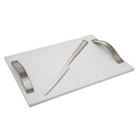 Challah Board Marble with Knife