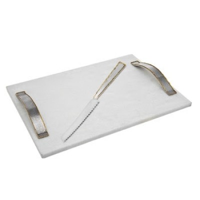 Challah Board Marble with Knife