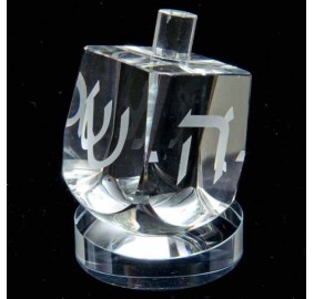 Crystal Dreidel with Stand 3"