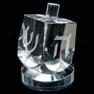 Crystal Dreidel with Stand 3"