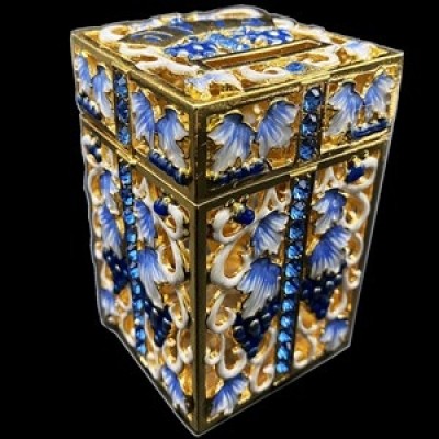 Tzedaka Box Pomegranates Blue