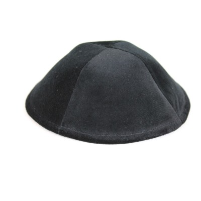 High Quality 4 Part Black Velvet Yarmulka - No Rim - 8