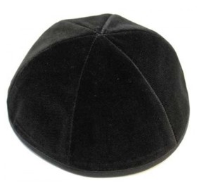 High Quality 6 Part Black Velvet Yarmulka - With Rim - 5