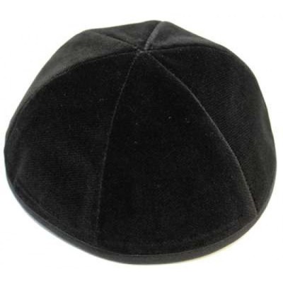 High Quality 6 Part Black Velvet Yarmulka - With Rim - 5