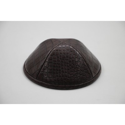 Kippah Brown Crocodile Leather