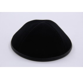 Kippah Black Velvet Leather Rim