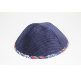 Kippah Navy Corduroy Trimmed