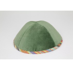 Kippah Olive Corduroy Trimmed