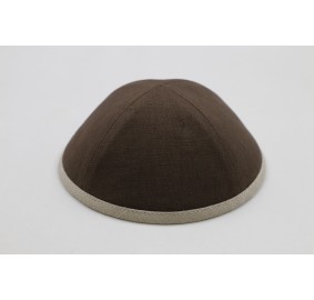 Kippah Chocolate Linen with Rim