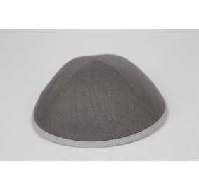 Kippah Grey Linen with Grey Rim