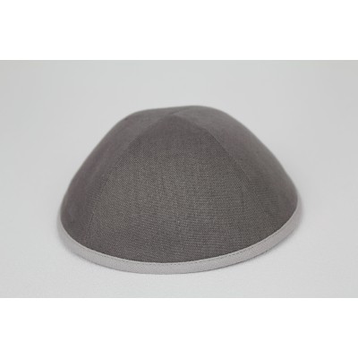 Kippah Grey Linen with Grey Rim